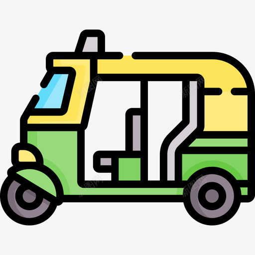 印度人力车81线性颜色svg_新图网 https://ixintu.com 印度 印度人 人力车 线性 颜色