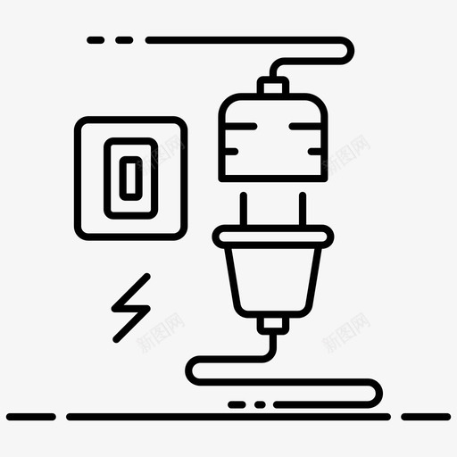 电源插头电源线网页设计开发线向量图标集svg_新图网 https://ixintu.com 电源 插头 电源线 网页 设计开发 向量 图标