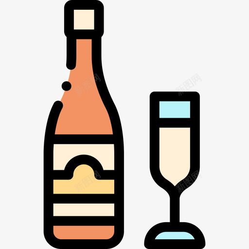 香槟95号酒吧线性颜色svg_新图网 https://ixintu.com 香槟 95号 酒吧 线性 颜色