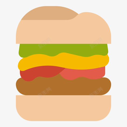汉堡食品和饮料16平的svg_新图网 https://ixintu.com 汉堡 食品 饮料 平的