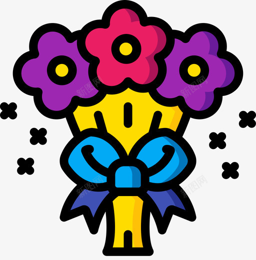 鲜花礼物18线性颜色svg_新图网 https://ixintu.com 鲜花 礼物 线性 颜色