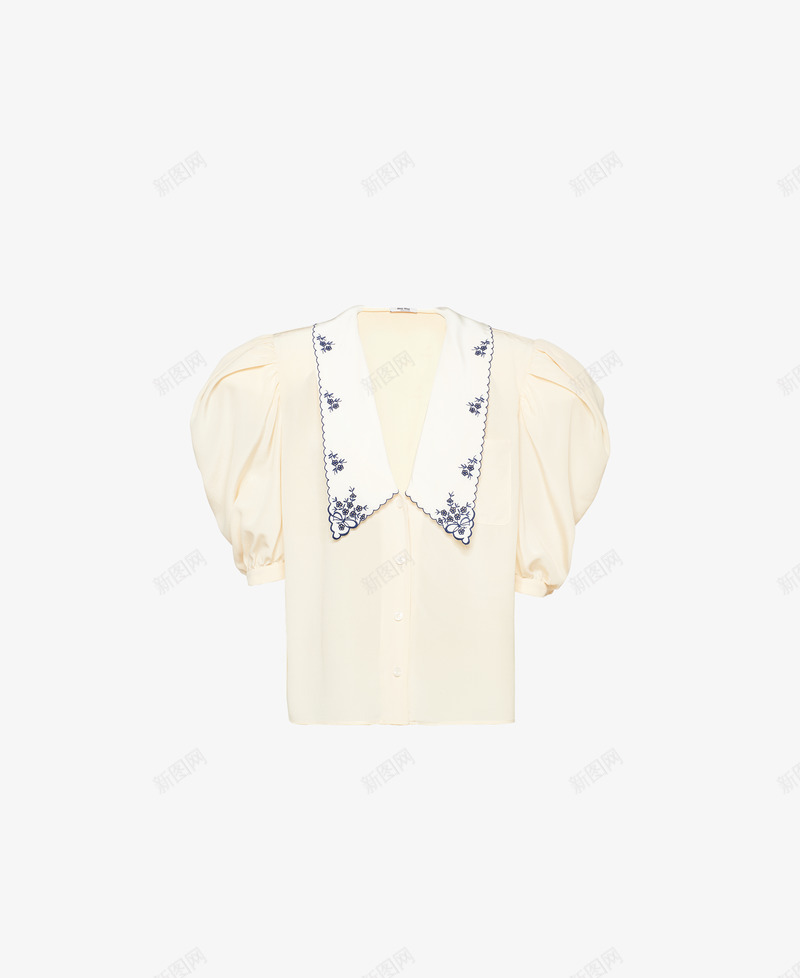 双绉衬衫Oversize造型衣领花卉刺绣正面深V字png_新图网 https://ixintu.com 双绉 衬衫 Oversize 造型 衣领 花卉 刺绣 正面