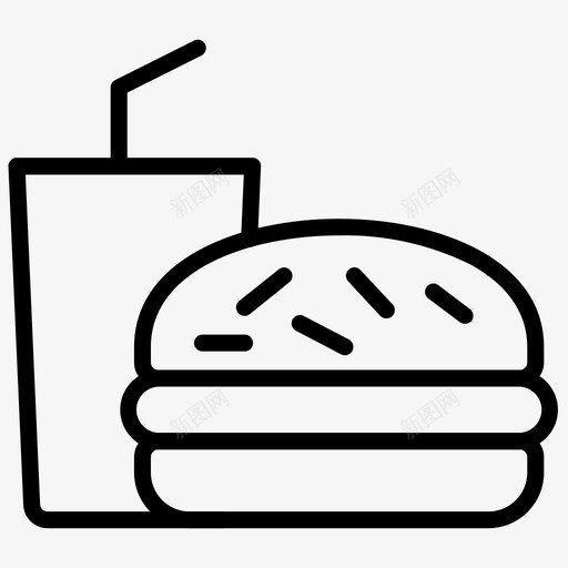 饮料和汉堡快餐玻璃svg_新图网 https://ixintu.com 饮料 汉堡 快餐 玻璃 冰山 线图 图标