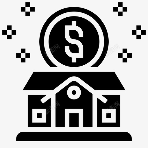 房地产住房抵押贷款svg_新图网 https://ixintu.com 房地产 住房 抵押贷款 财产 投资 投资类 类型 glyph