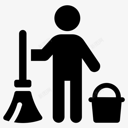 清洁扫帚看门人svg_新图网 https://ixintu.com 清洁 扫帚 看门人 门房 门卫