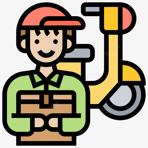 送货员物流76线性颜色svg_新图网 https://ixintu.com 送货 货员 物流 线性 颜色