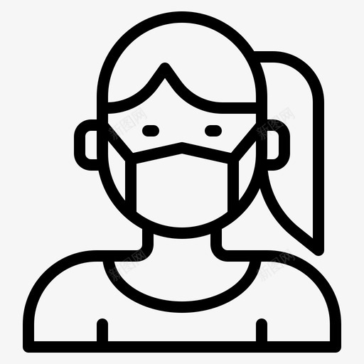 面罩冠状病毒96线状svg_新图网 https://ixintu.com 面罩 冠状 病毒 线状