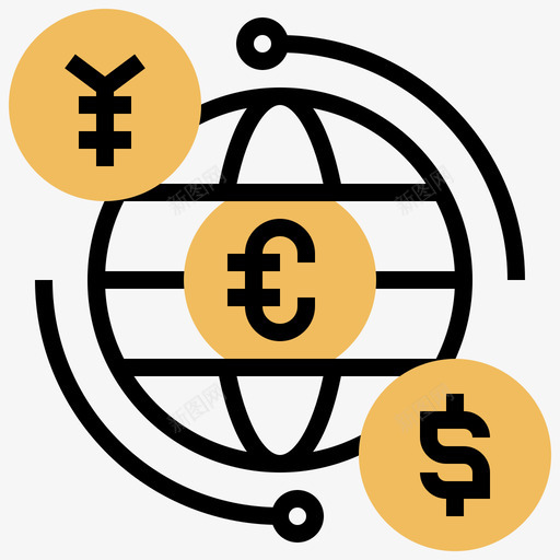 货币交易全球商业25黄影svg_新图网 https://ixintu.com 货币 交易 全球 商业 黄影