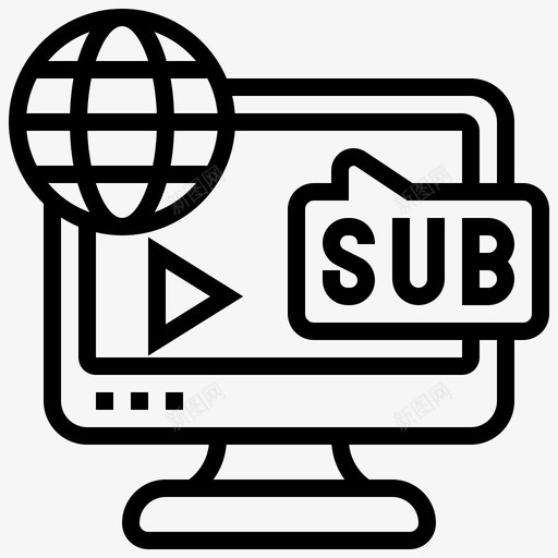 字幕多媒体通信1线性svg_新图网 https://ixintu.com 字幕 多媒体 通信 线性