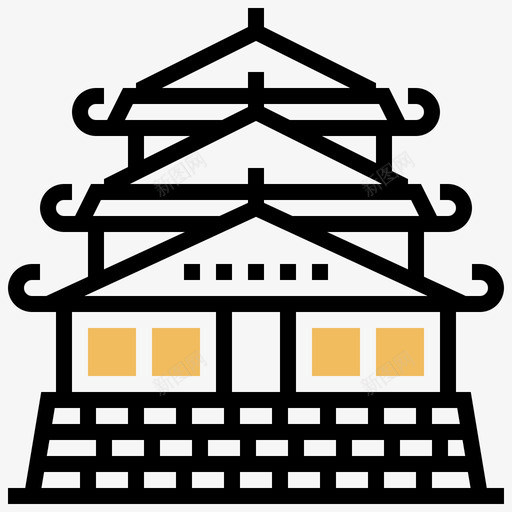 大阪城堡地标54黄影svg_新图网 https://ixintu.com 大阪 城堡 地标 黄影