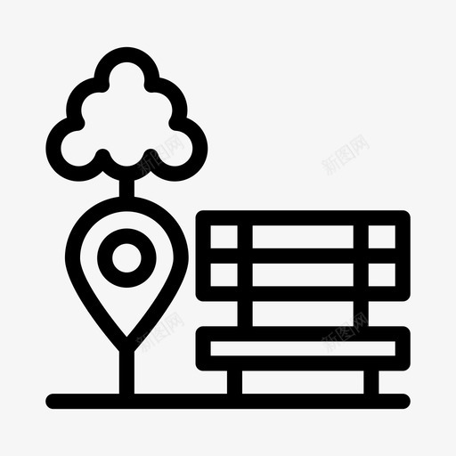 长凳公园位置花园树木svg_新图网 https://ixintu.com 长凳 公园 位置 花园 树木 地图 导航 航线 符号