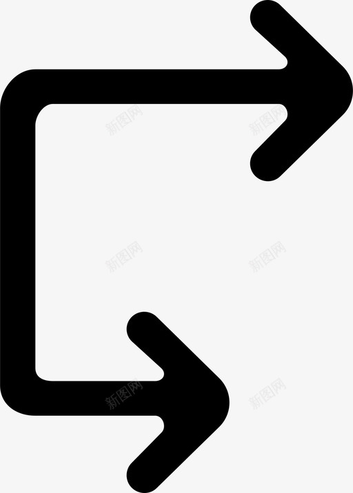 右双箭头箭头分叉svg_新图网 https://ixintu.com 箭头 右双 分叉 两个 常规 图标