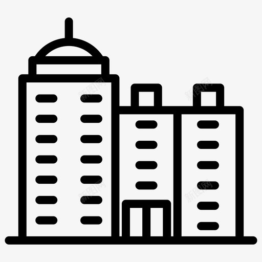 塔楼建筑城市svg_新图网 https://ixintu.com 城市 塔楼 建筑 办公室 元素 粗体 线条