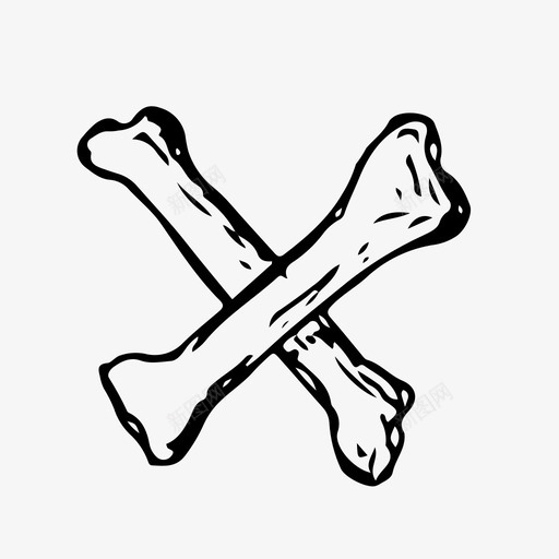骨头十字架交叉骨svg_新图网 https://ixintu.com 骨头 十字架 交叉 手绘 海盗 骷髅 草图