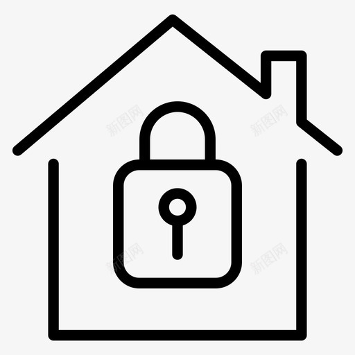 房子安全锁保护svg_新图网 https://ixintu.com 房子 安全 保护 25个 安全线 图标