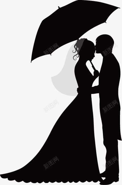 打伞的情侣剪影png免抠素材_新图网 https://ixintu.com 亲吻额头 人物剪影 婚庆 婚礼 新娘 新郎 浪漫 爱情