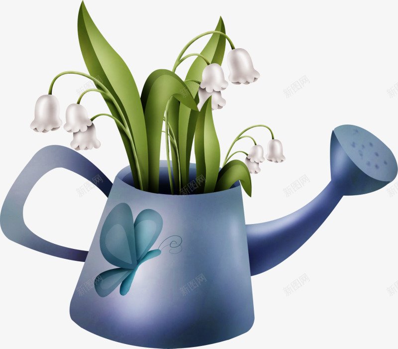 彩绘水壶花朵装饰png免抠素材_新图网 https://ixintu.com 花朵 春天 水壶 装饰