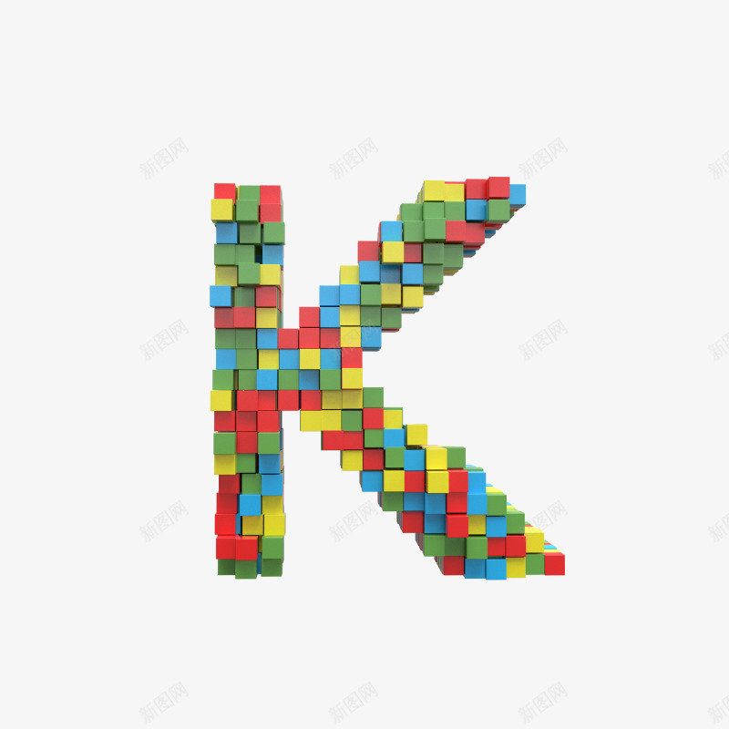 红黄积木搭建数字字母Kpng免抠素材_新图网 https://ixintu.com 3D 英文 积木 字数 数字 26个 字母 透明 碎石 组合 文字