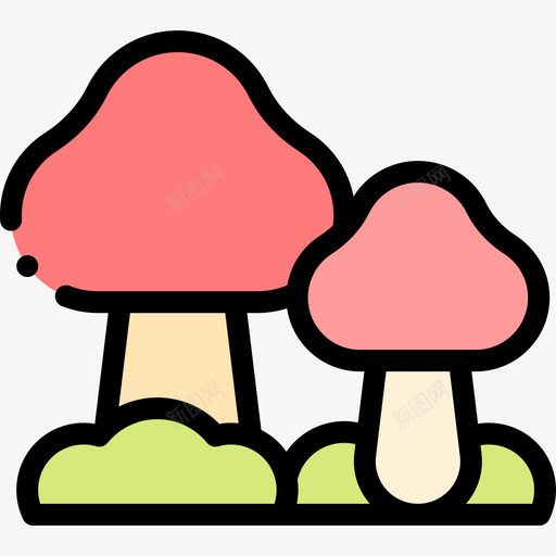 蘑菇嬉皮士46线形颜色svg_新图网 https://ixintu.com 蘑菇 嬉皮士 线形 颜色