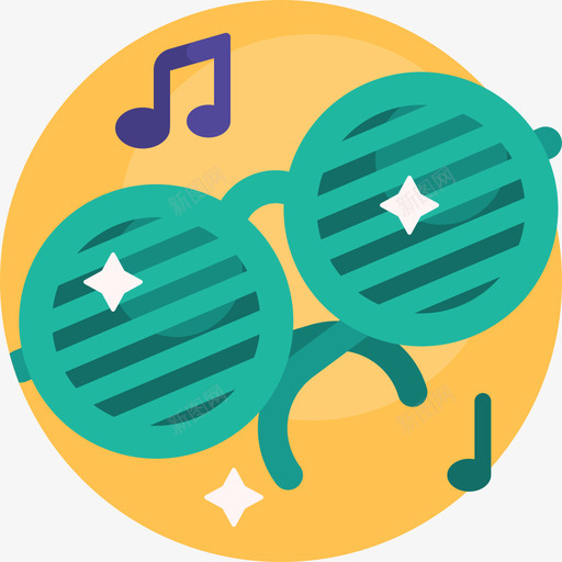 眼镜音乐节63扁平svg_新图网 https://ixintu.com 眼镜 音乐节 扁平
