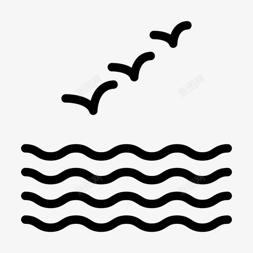 海浪鸟自然河流svg_新图网 https://ixintu.com 海浪 自然 河流 线雕文