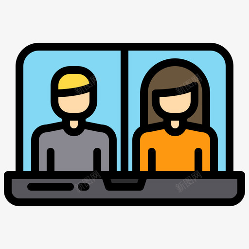 视频通话在家工作91线性颜色svg_新图网 https://ixintu.com 视频 通话 在家 工作 线性 颜色
