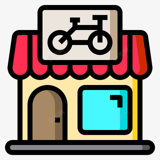 自行车184号店线性颜色svg_新图网 https://ixintu.com 自行车 184号店 线性 颜色