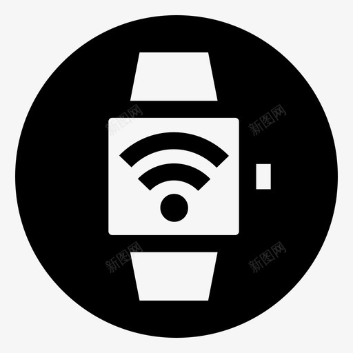智能手表互联网物联网svg_新图网 https://ixintu.com 智能 手表 联网 互联网 wifi 无线 基本 黑色 填充 减去 前面