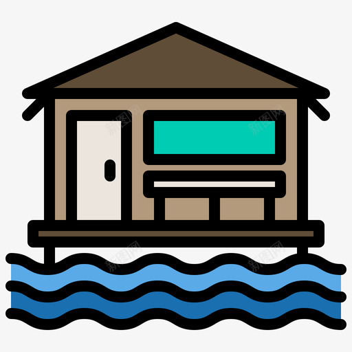 海滨别墅夏季20线性颜色svg_新图网 https://ixintu.com 海滨 别墅 夏季 线性 颜色