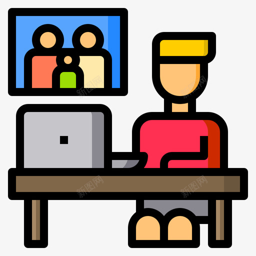 工作在家工作86线性颜色svg_新图网 https://ixintu.com 工作 在家 线性 颜色