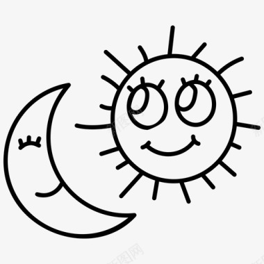 太阳和月亮白天和晚上月光图标