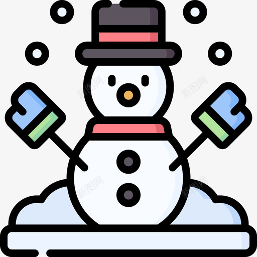 雪人天气359线性颜色svg_新图网 https://ixintu.com 雪人 天气 线性 颜色