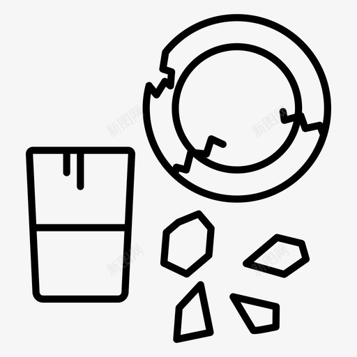 碎盘子脏盘子玻璃svg_新图网 https://ixintu.com 盘子 垃圾 玻璃 清洁