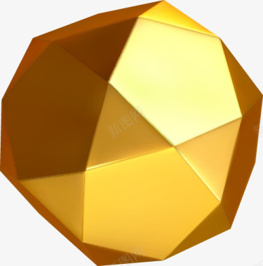 金色立体3D图形图免扣几何抽象概念不规则图形Abs图标
