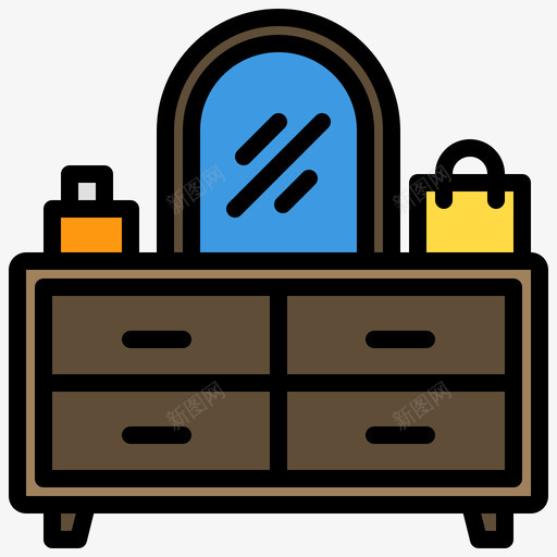 梳妆台家具及装饰2线颜色svg_新图网 https://ixintu.com 梳妆台 家具 装饰 颜色