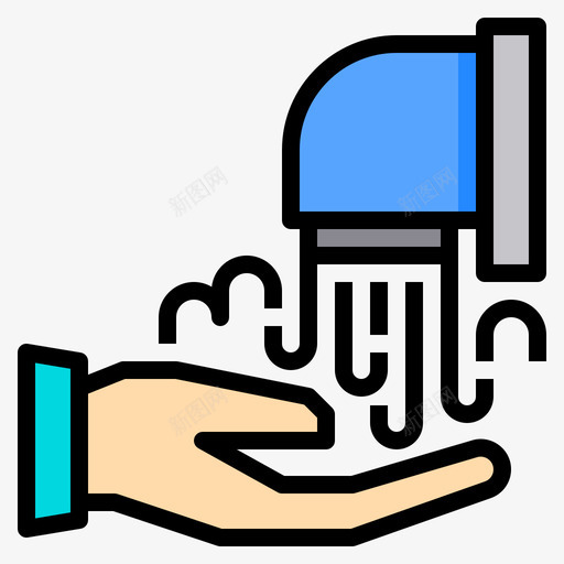 鼓风机洗手44线性颜色svg_新图网 https://ixintu.com 鼓风机 洗手 线性 颜色