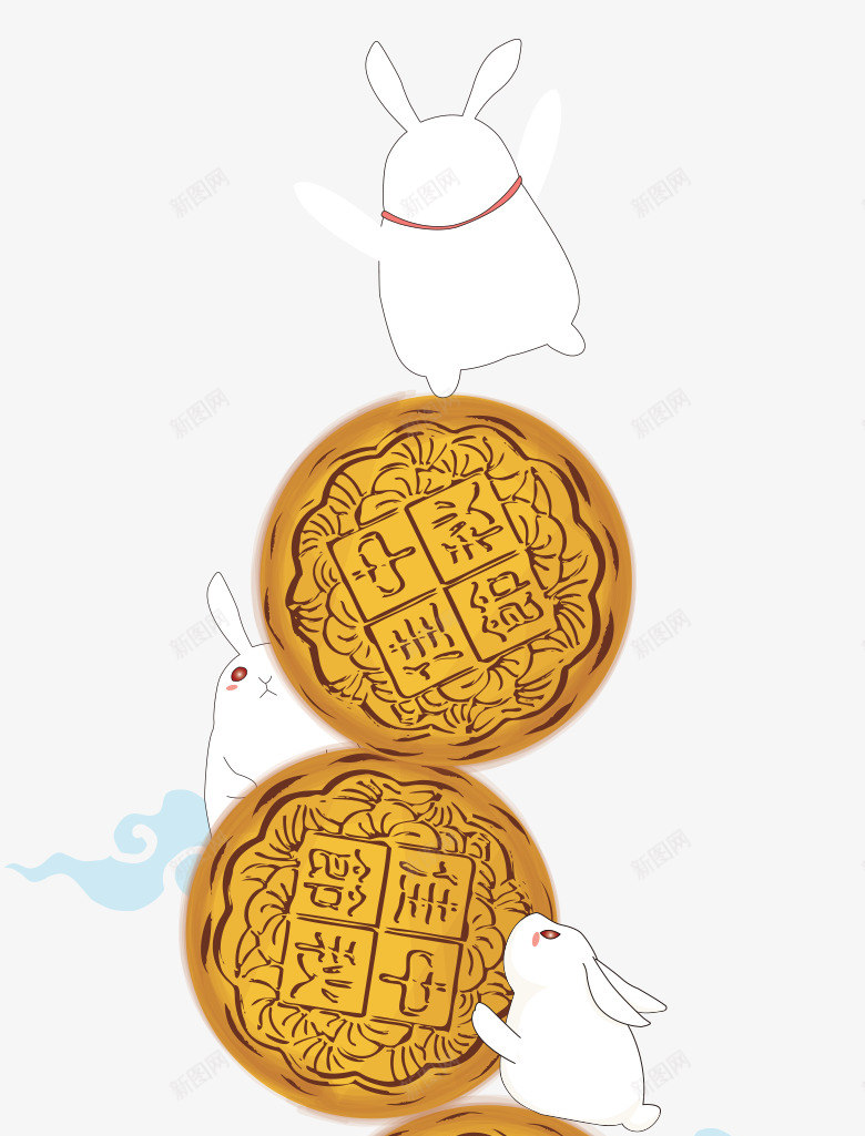 中秋节装饰月饼兔子装饰壁纸装饰壁纸png免抠素材_新图网 https://ixintu.com 装饰 壁纸 中秋节 月饼 兔子