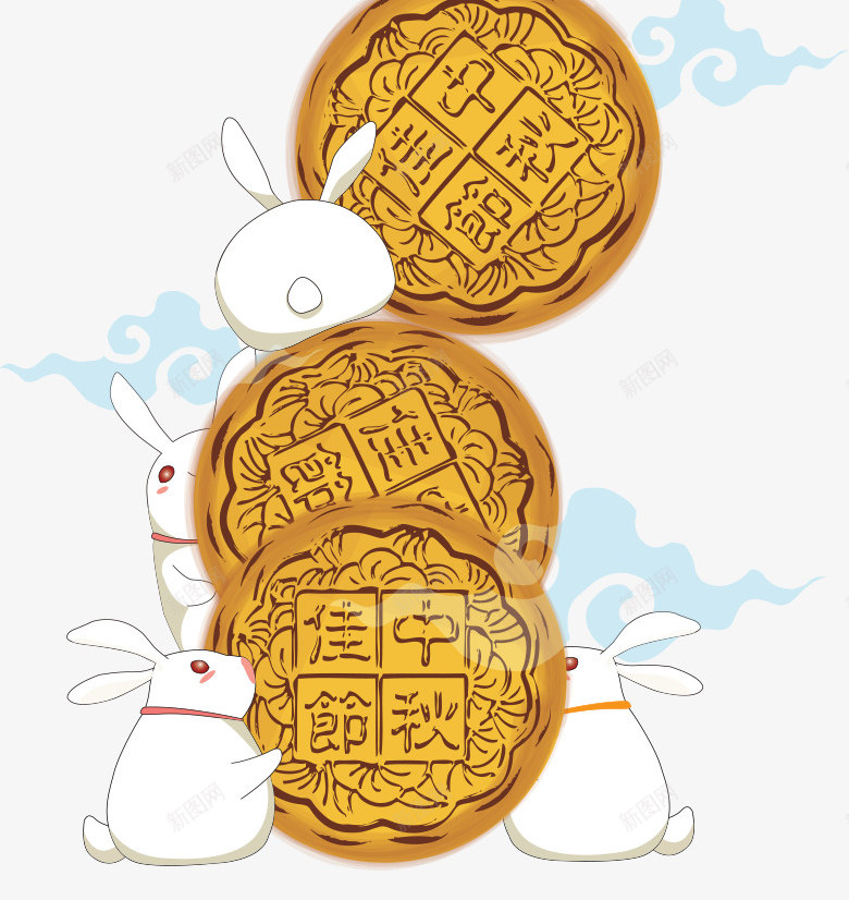 中秋节装饰月饼兔子装饰壁纸装饰壁纸png免抠素材_新图网 https://ixintu.com 装饰 壁纸 中秋节 月饼 兔子
