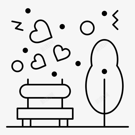 花园长凳爱情svg_新图网 https://ixintu.com 花园 长凳 爱情 公园 野餐 情人节 细线