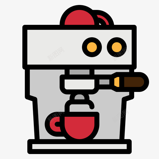 咖啡机家用电动1线性颜色svg_新图网 https://ixintu.com 咖啡机 家用 电动 线性 颜色