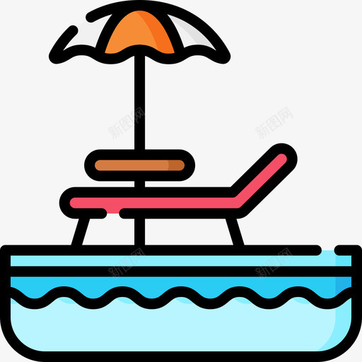 太阳伞游泳池42线性颜色svg_新图网 https://ixintu.com 太阳伞 游泳池 线性 颜色