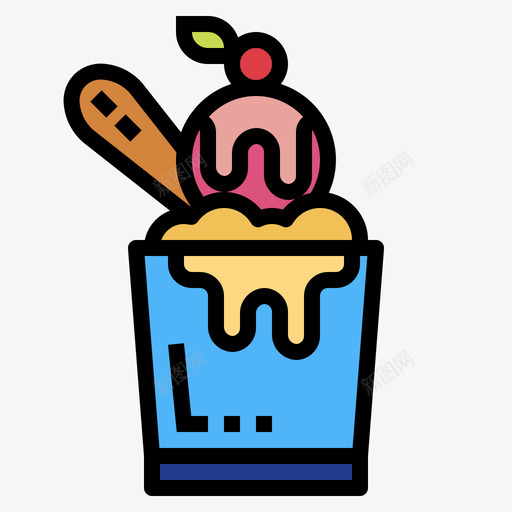 冰淇淋冰淇淋40线性颜色svg_新图网 https://ixintu.com 冰淇淋 线性 颜色
