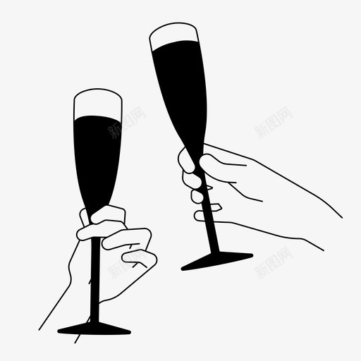 庆祝香槟香槟酒杯svg_新图网 https://ixintu.com 庆祝 香槟 香槟酒 酒杯 干杯 手拿 东西