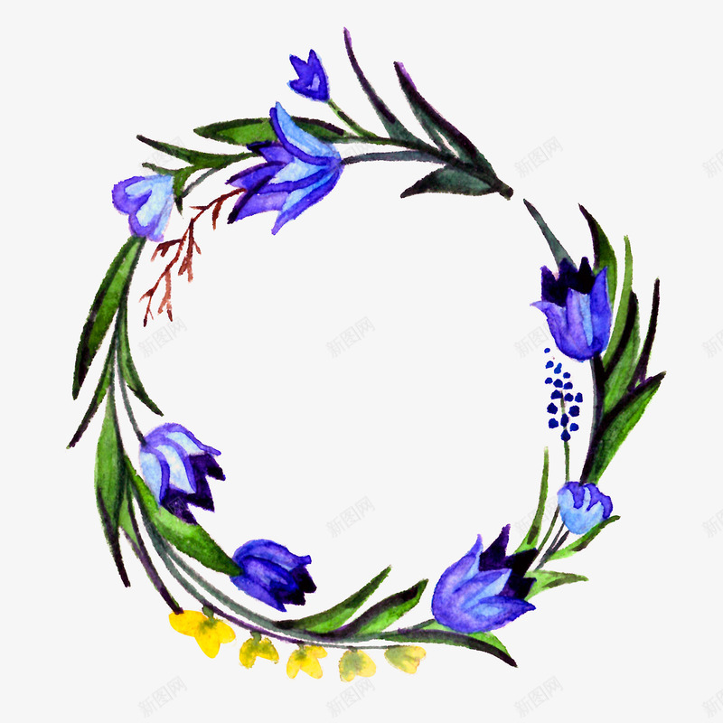 小清新花环花圈手绘水彩花环png免抠素材_新图网 https://ixintu.com 花环 清新 花圈 手绘 水彩