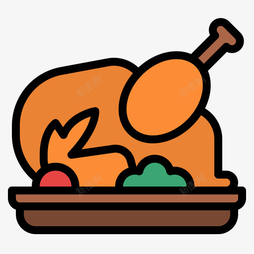 熟鸡肉送餐110原色svg_新图网 https://ixintu.com 鸡肉 送餐 原色