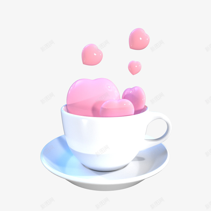 情人节C4D爱心灬小狮子灬UIpng_新图网 https://ixintu.com 情人节 C4D 爱心 小狮子 UI