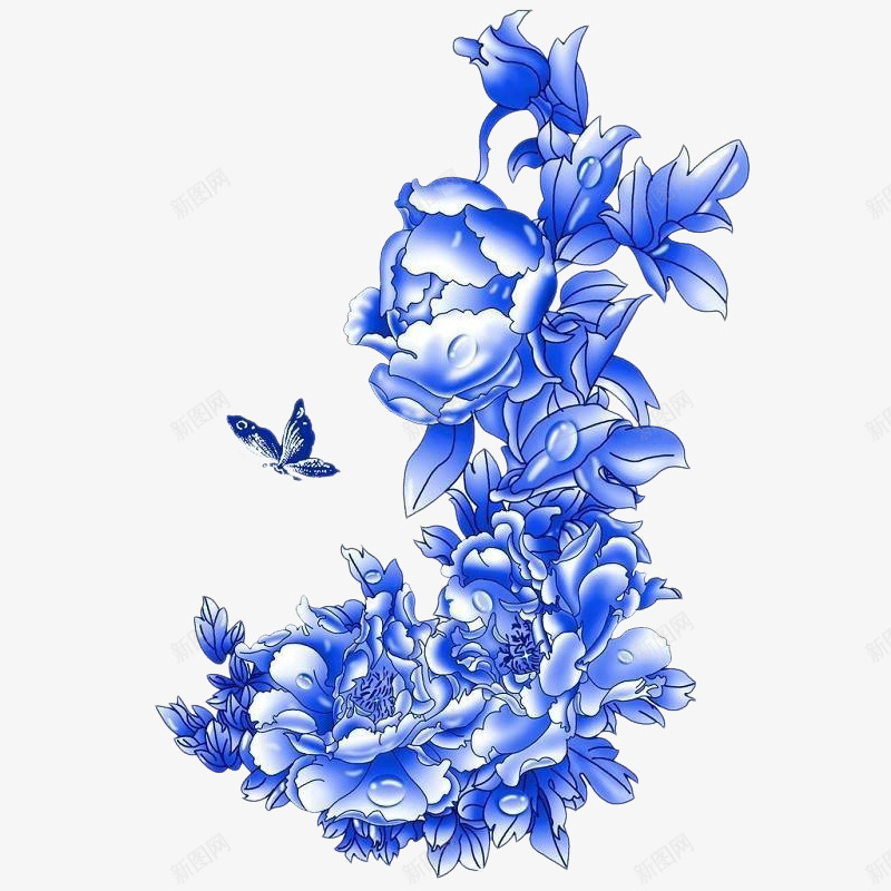 青花瓷图案透明花卉牡丹png免抠素材_新图网 https://ixintu.com 青花瓷 图案 透明 花卉 牡丹
