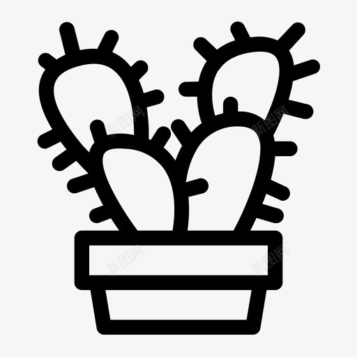 仙人掌沙漠植物svg_新图网 https://ixintu.com 春天 仙人掌 沙漠 植物 黑色 轮廓