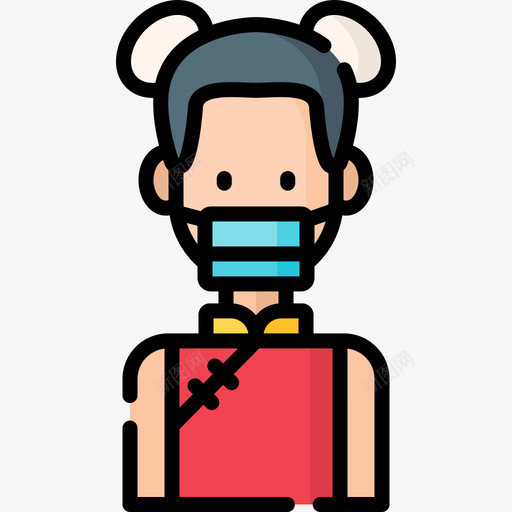 女孩头像带医用面具10线性颜色svg_新图网 https://ixintu.com 女孩 头像 医用 面具 线性 颜色