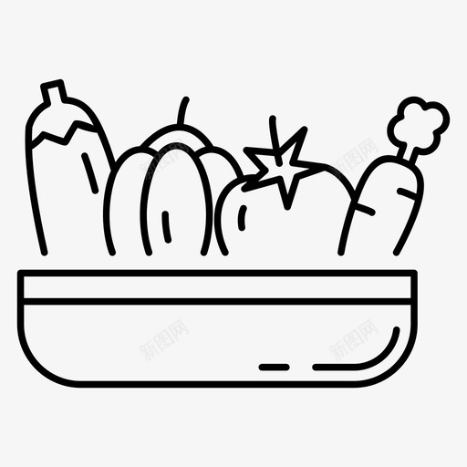 蔬菜篮子有机食品生蔬菜svg_新图网 https://ixintu.com 蔬菜 菜篮子 食品 有机 购物 饮料 线图 图标